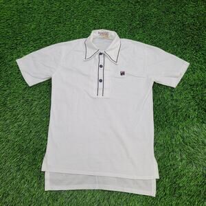 Vintage 80s Jantzen MOD Polo Shirt Small 18x28 White
